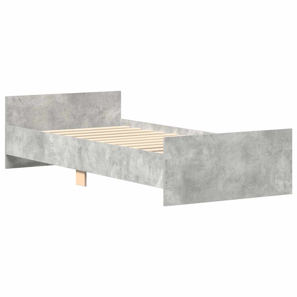 Bed Frame without Mattress Concrete Grey 75x190 cm Small Single