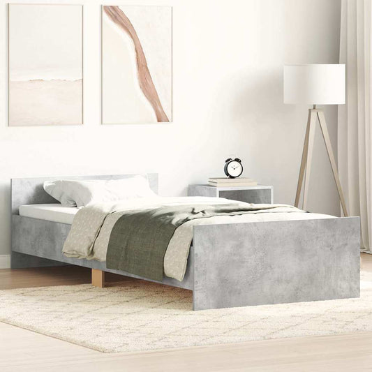 Bed Frame without Mattress Concrete Grey 75x190 cm