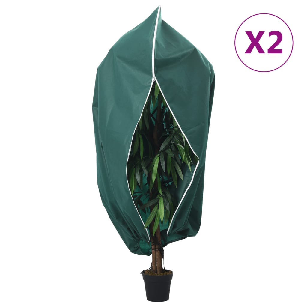 Plant Fleece Covers with Zip 2 pcs 70 g/m² 1.55x1.55 m