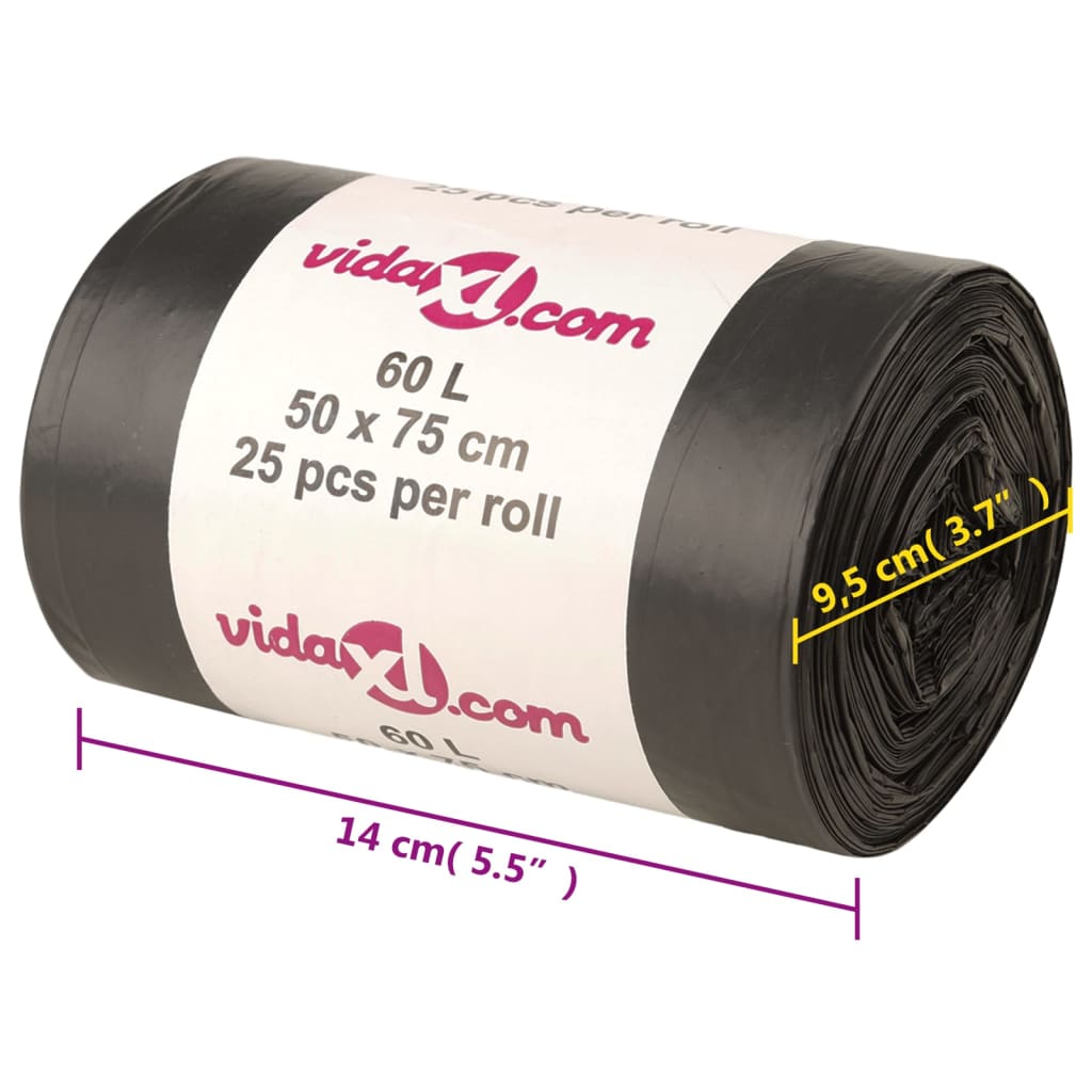 Bin Bags 250 pcs Black 60 L