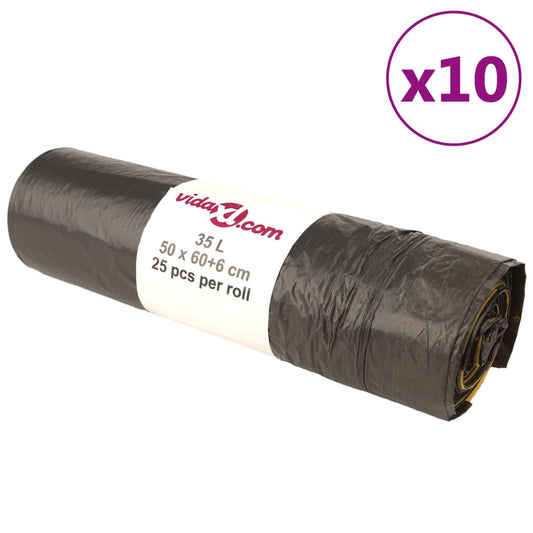 Bin Bags with Drawstrings 250 pcs Black 35 L