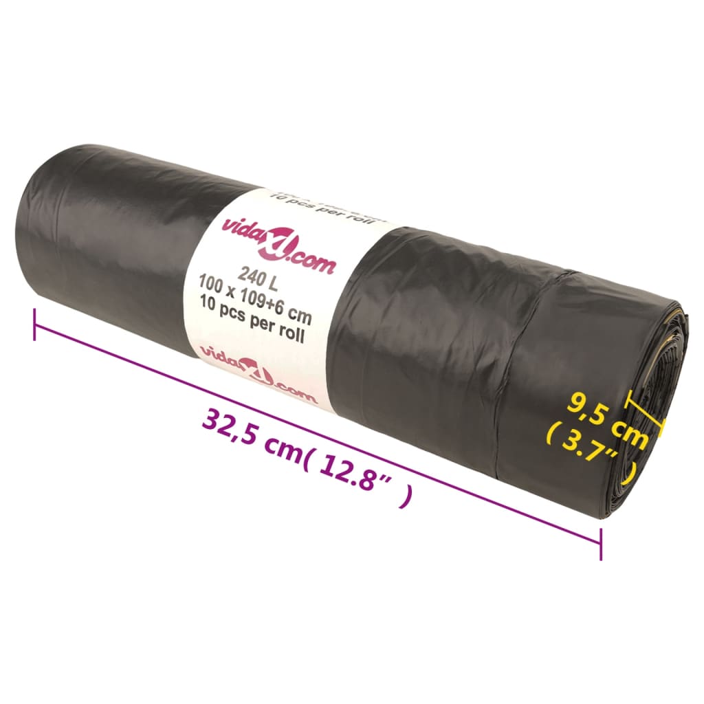 Bin Bags with Drawstrings 150 pcs Black 240 L