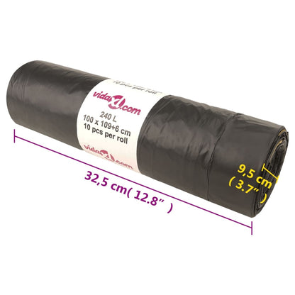 Bin Bags with Drawstrings 150 pcs Black 240 L