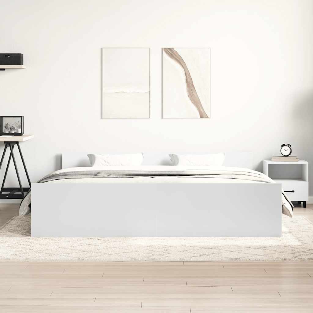 Bed Frame | White | Engineered wood, Plywood, Solid pinewood | Double