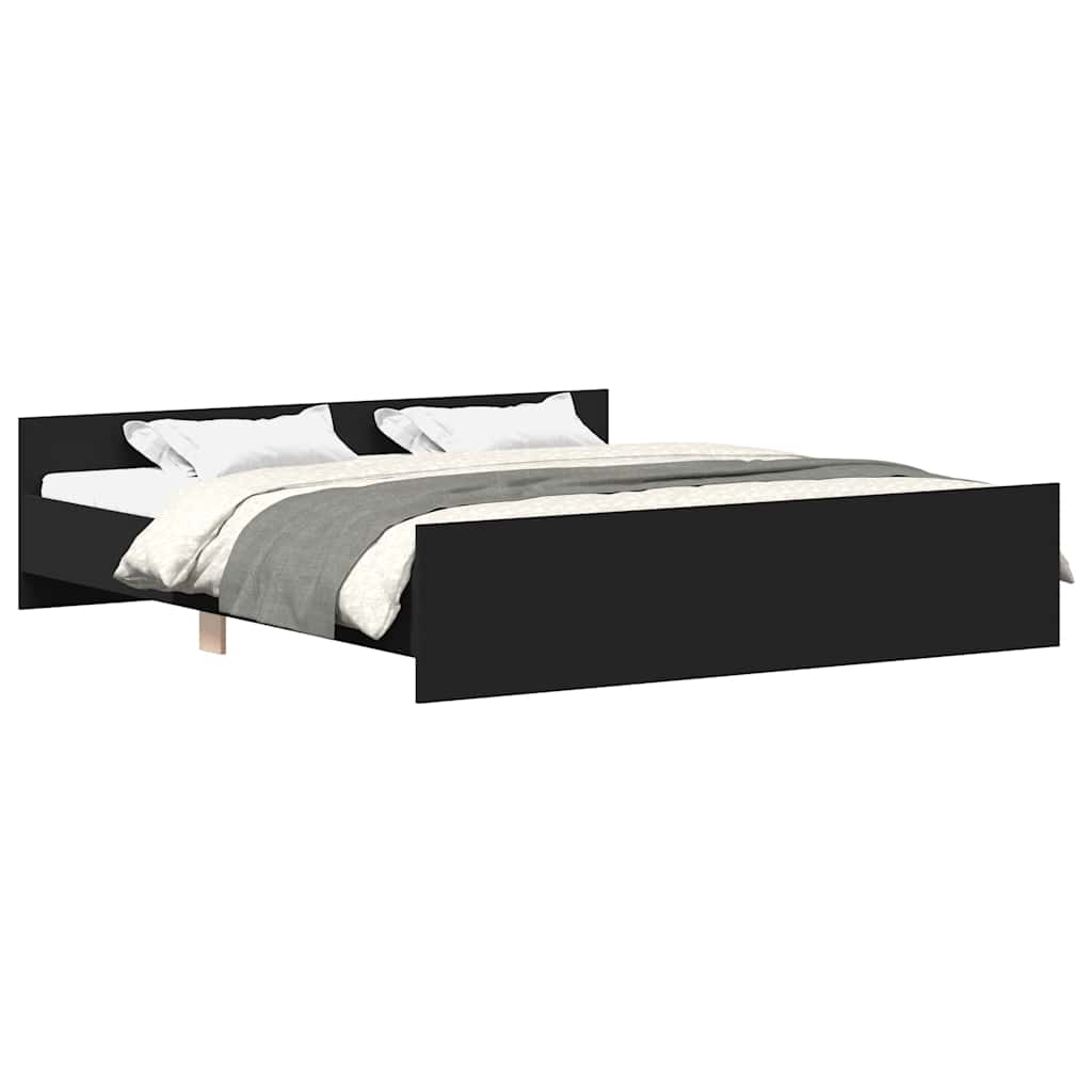 Bed Frame | Black | Engineered wood, solid pine wood, plywood