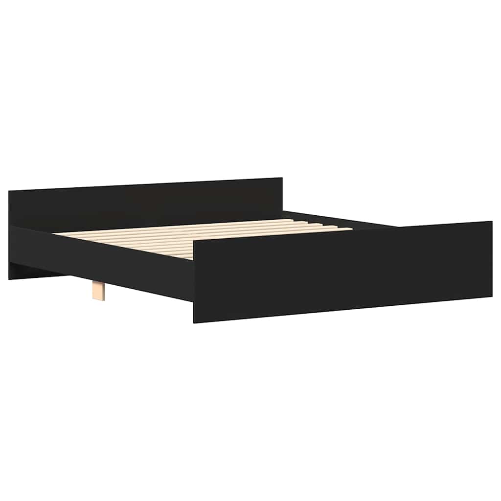 Bed Frame | Black | Engineered wood, solid pine wood, plywood
