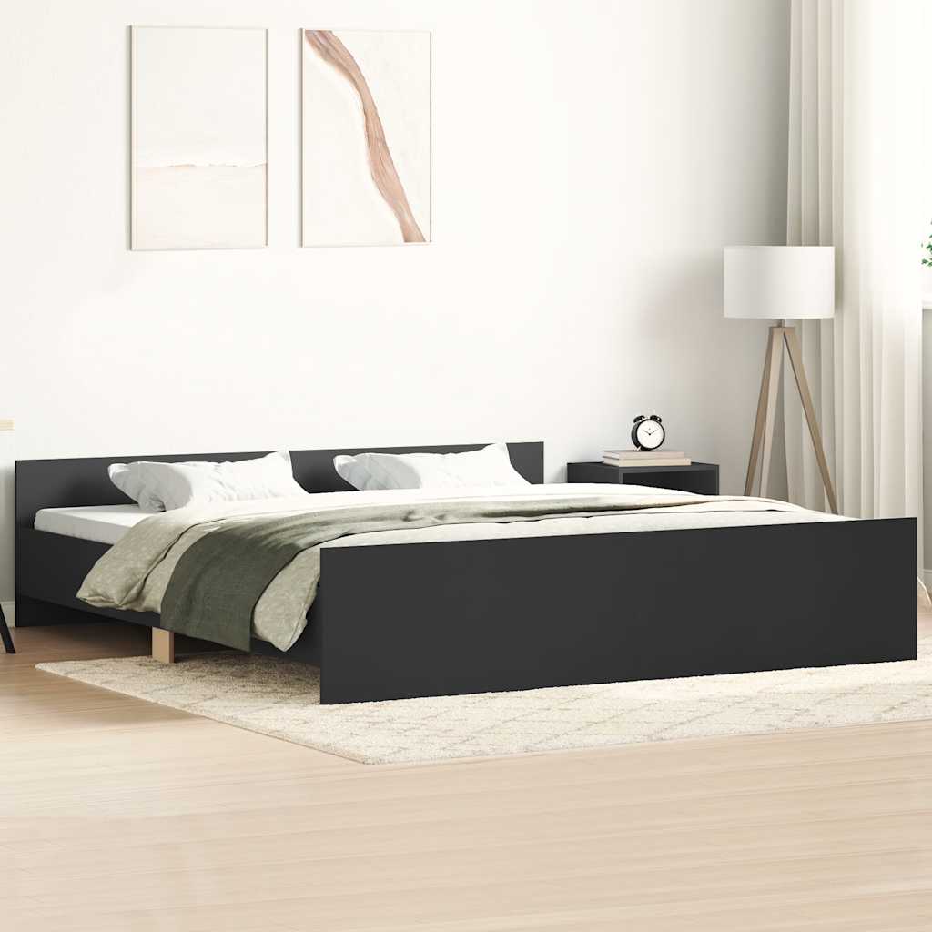 Bed Frame | Black | Engineered wood, solid pine wood, plywood