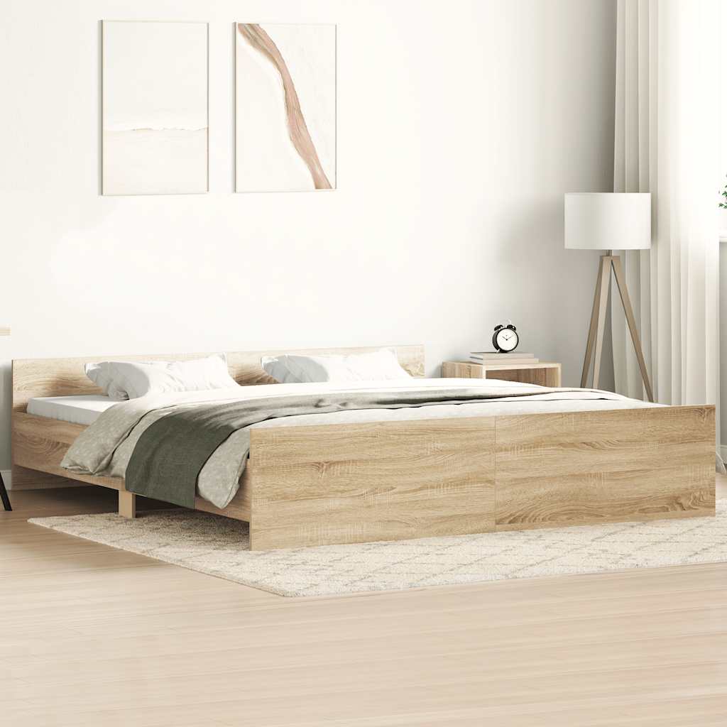 Bed Frame without Mattress Sonoma Oak 200x200 cm