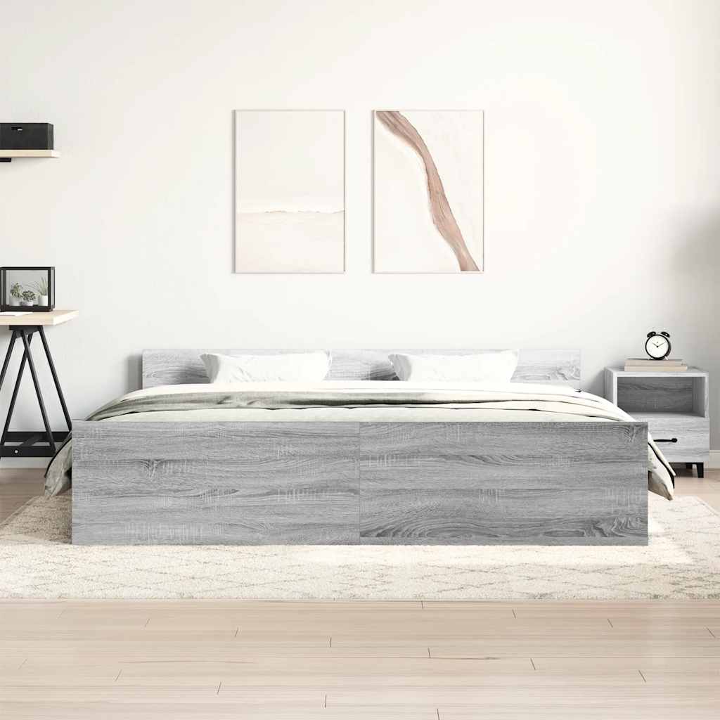 Bed Frame | Grey Sonoma | Engineered wood, solid pinewood, plywood