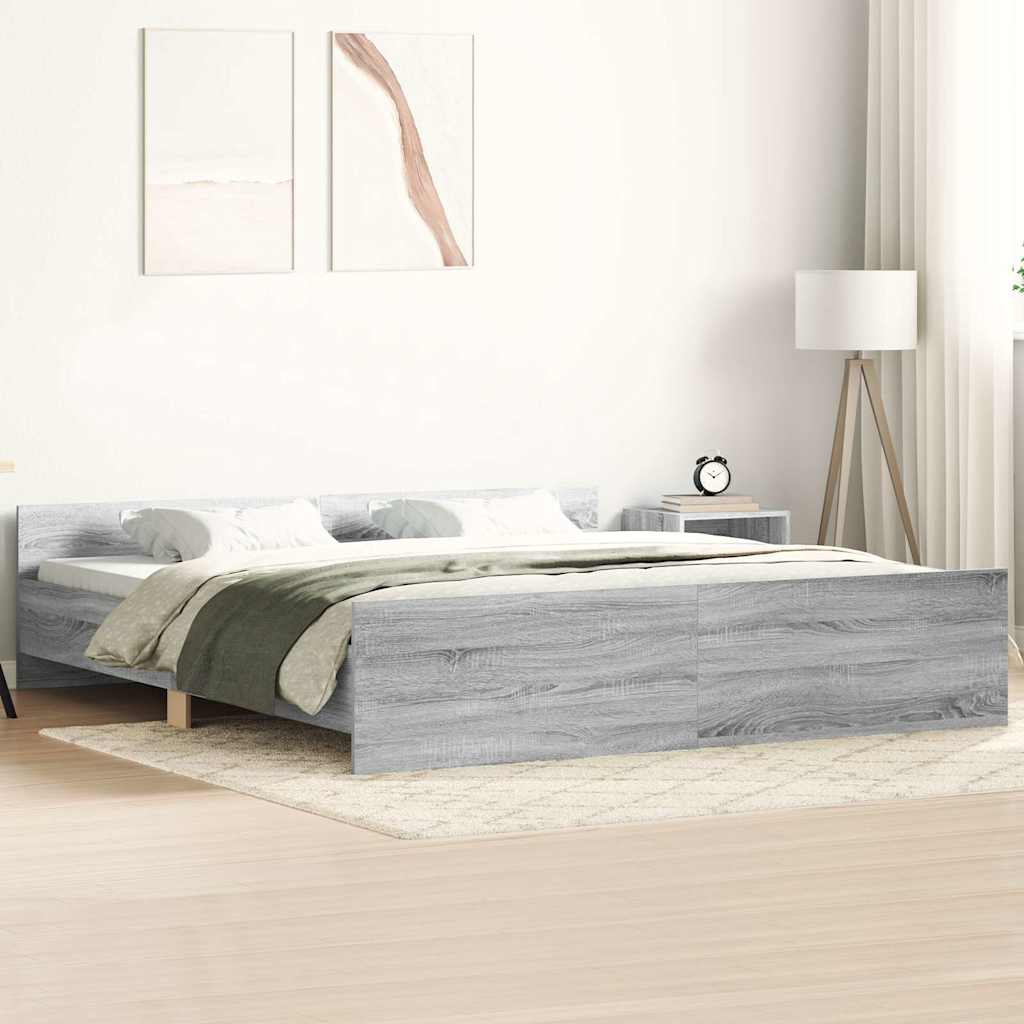 Bed Frame | Grey Sonoma | Engineered wood, solid pinewood, plywood