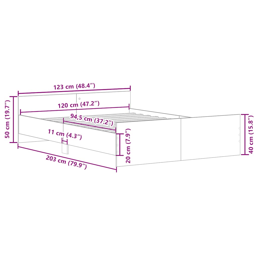 Bed Frame | White | Engineered wood, solid pine, plywood | 120x200 cm