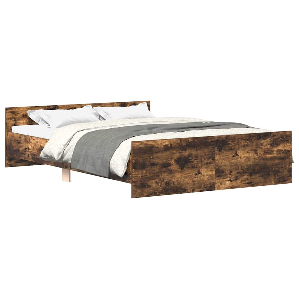 Bed Frame | Smoked Oak | Engineered wood, solid pinewood | Double