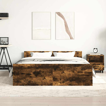 Bed Frame | Smoked Oak | Engineered wood, solid pinewood | Double