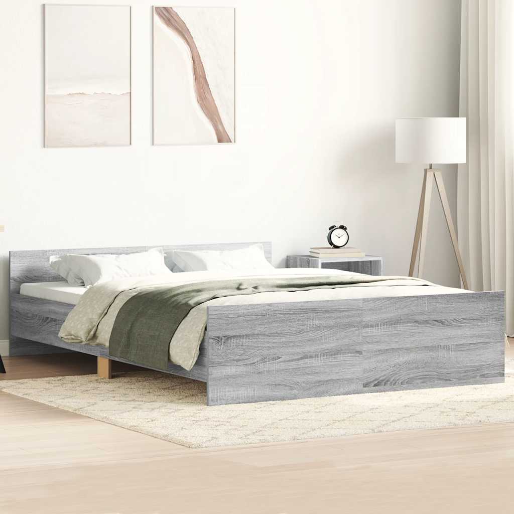 Bed Frame | Grey Sonoma | Engineered wood | 120x200 cm | Bed Frame