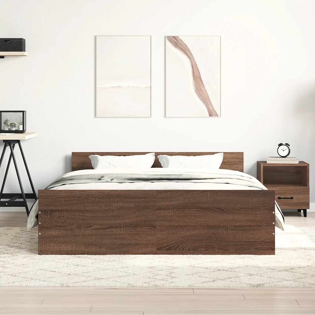 Bed Frame without Mattress Brown Oak 120x200 cm