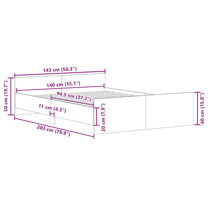 Bed Frame without Mattress Concrete Grey 140x200 cm