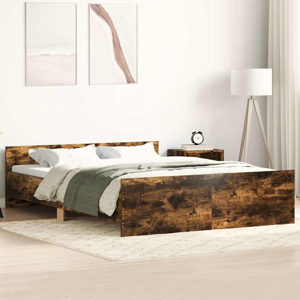 Bed Frame without Mattress Smoked Oak 140x200 cm