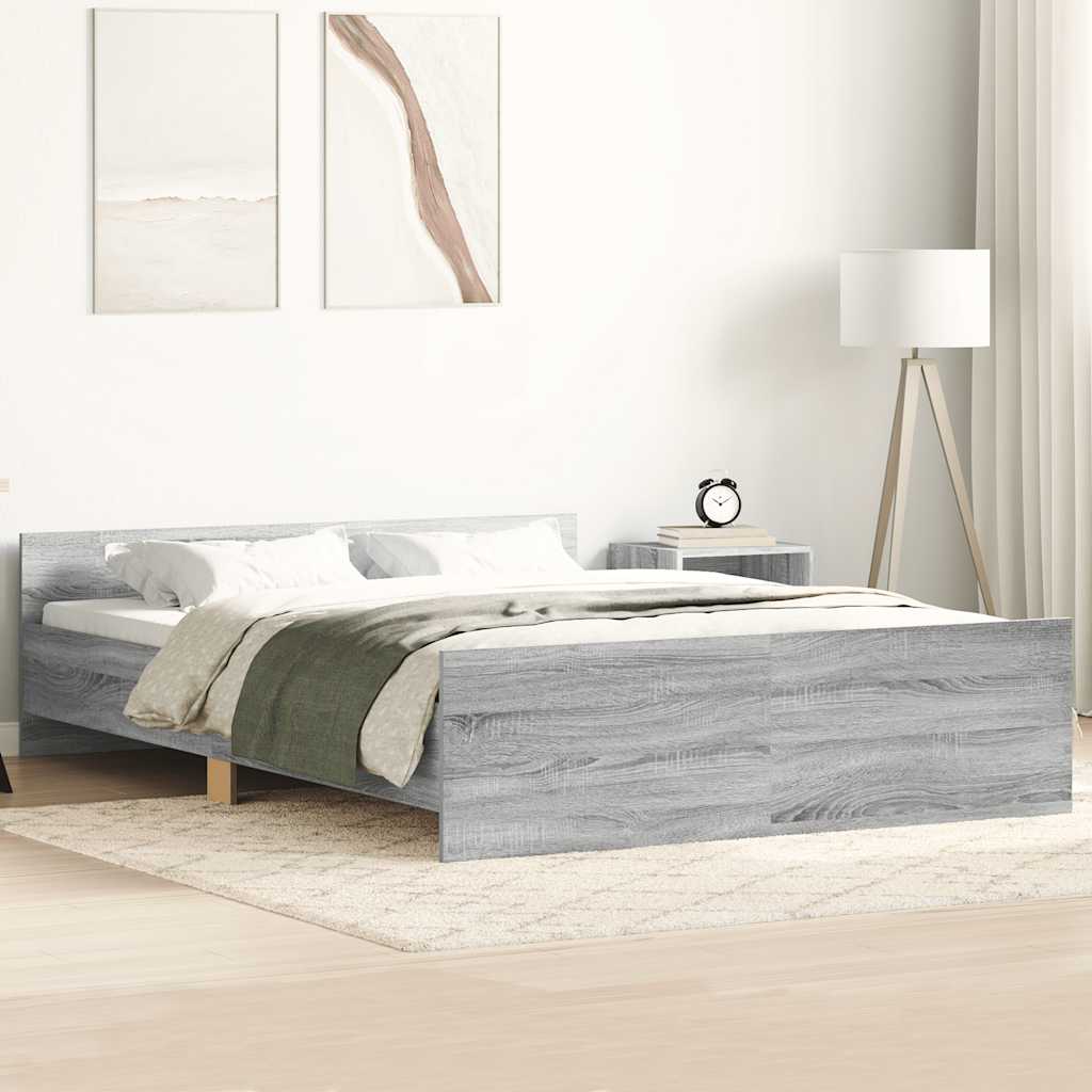Bed Frame without Mattress Grey Sonoma 140x200 cm