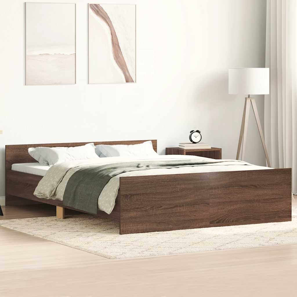 Bed Frame without Mattress Brown Oak 140x200 cm