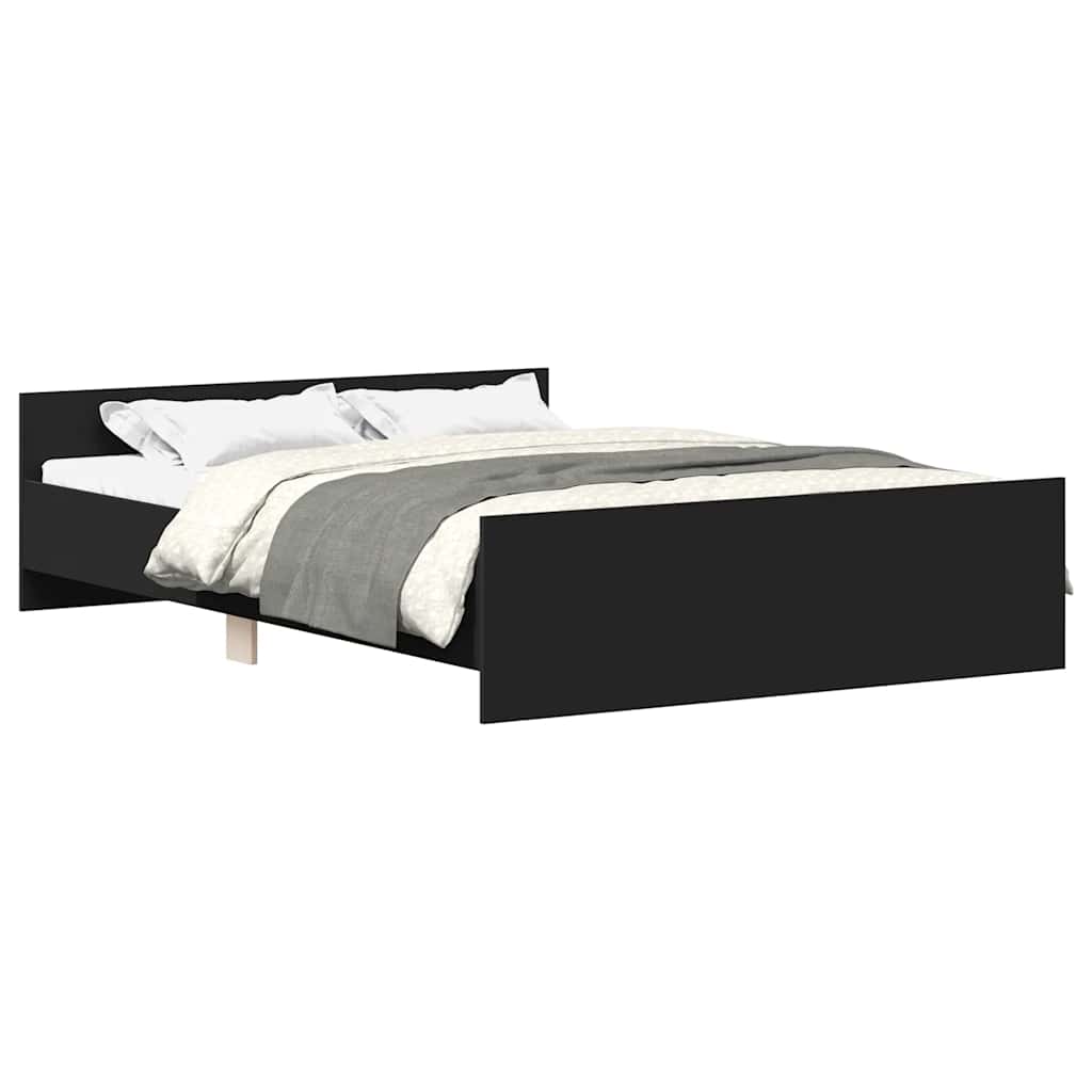 Bed Frame | Black | Engineered wood, solid pinewood, plywood | Double