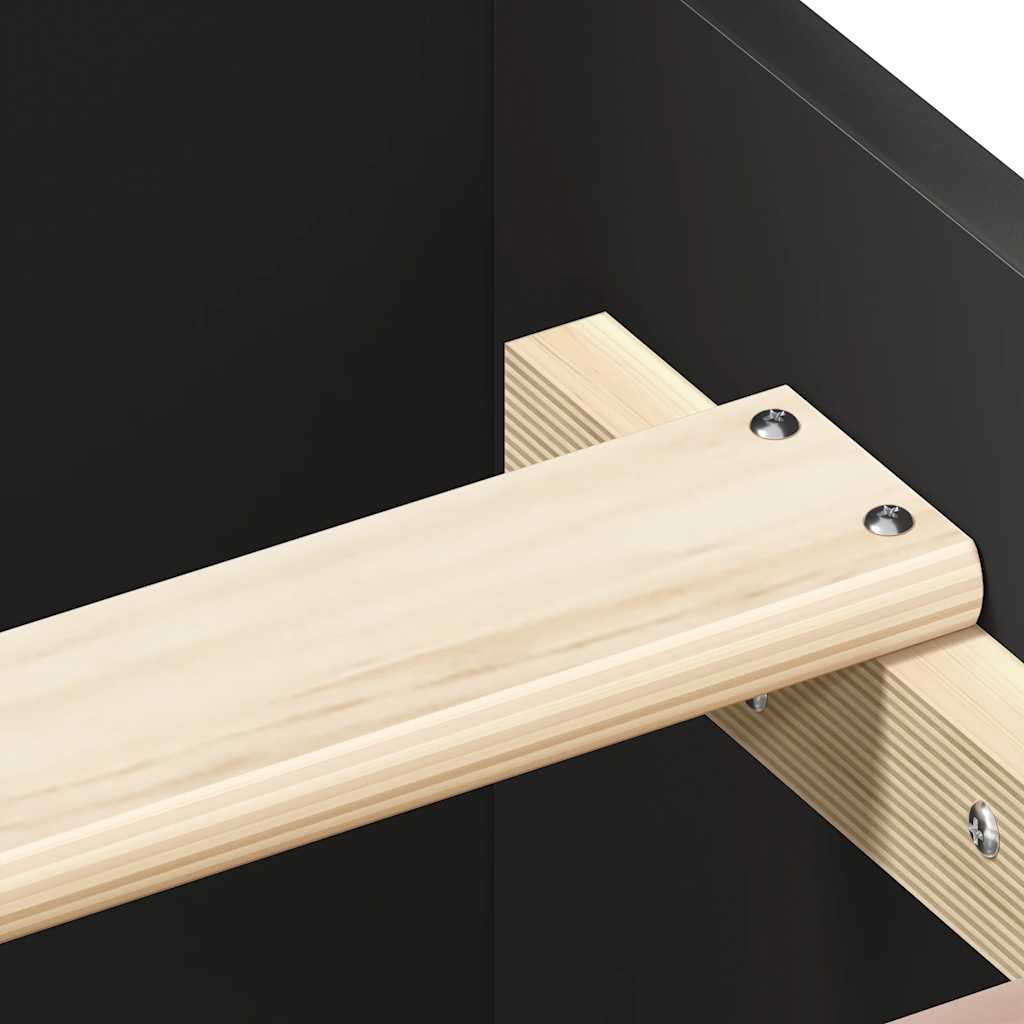 Bed Frame | Black | Engineered wood, solid pinewood, plywood | Double