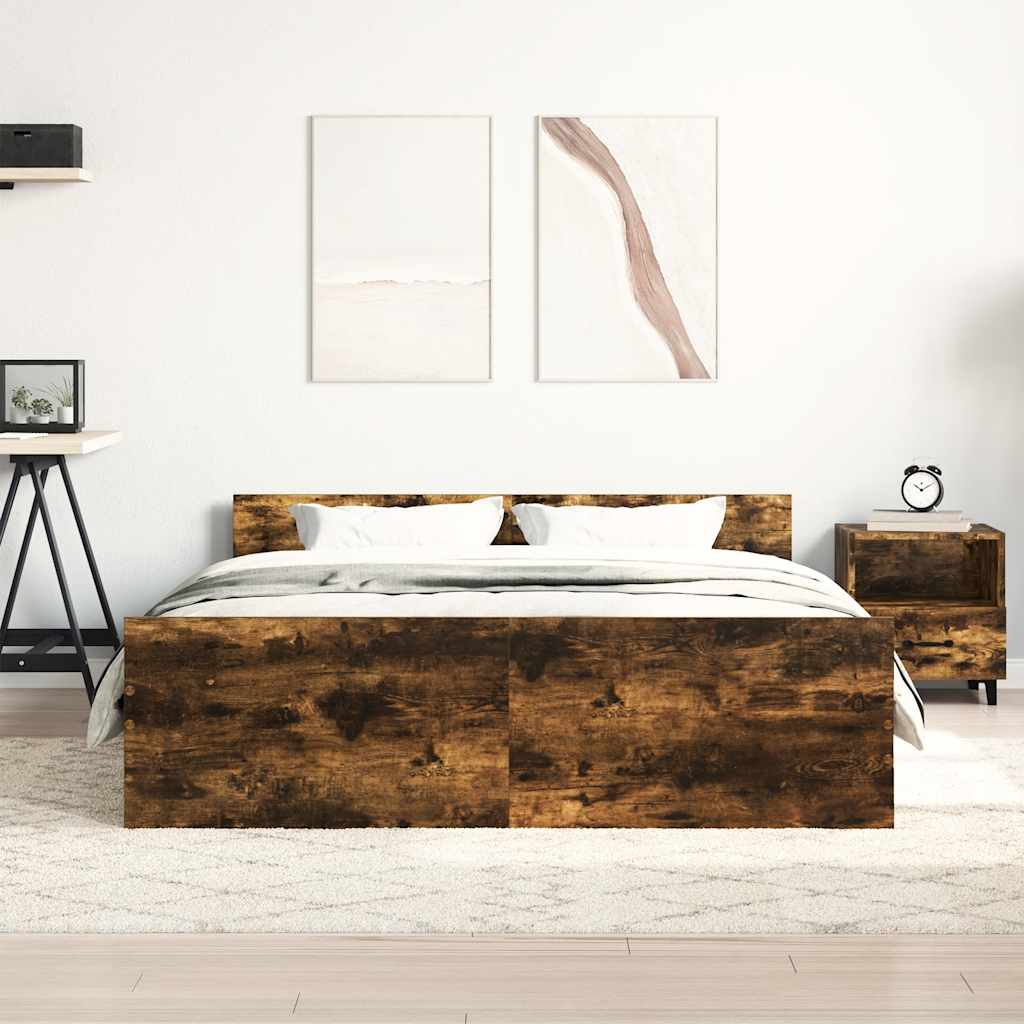 Bed Frame | Smoked Oak | Engineered wood, solid pinewood, plywood