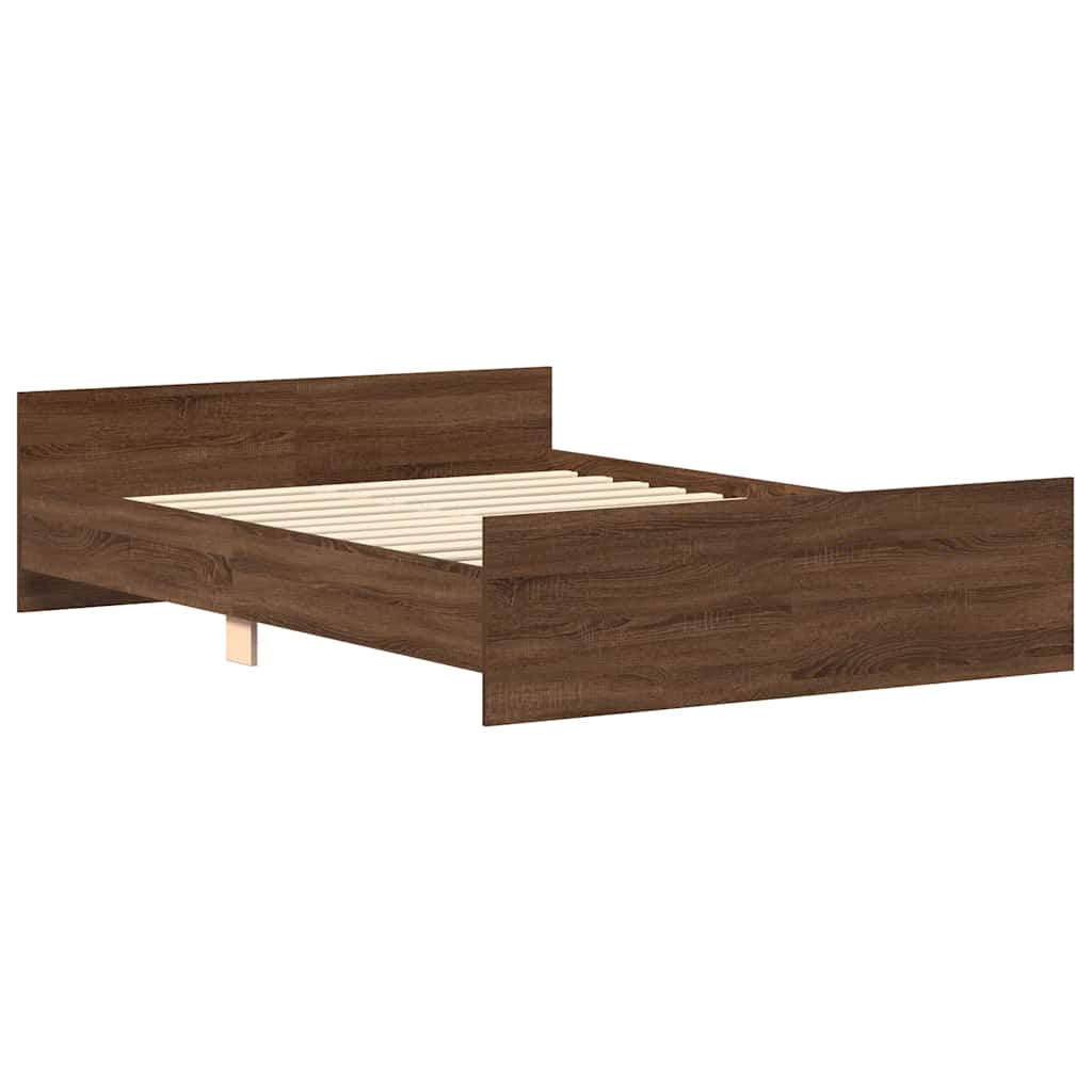 Bed Frame | Brown Oak | Engineered wood | Fits 140x190 cm Mattress