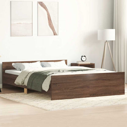 Bed Frame | Brown Oak | Engineered wood | Fits 140x190 cm Mattress