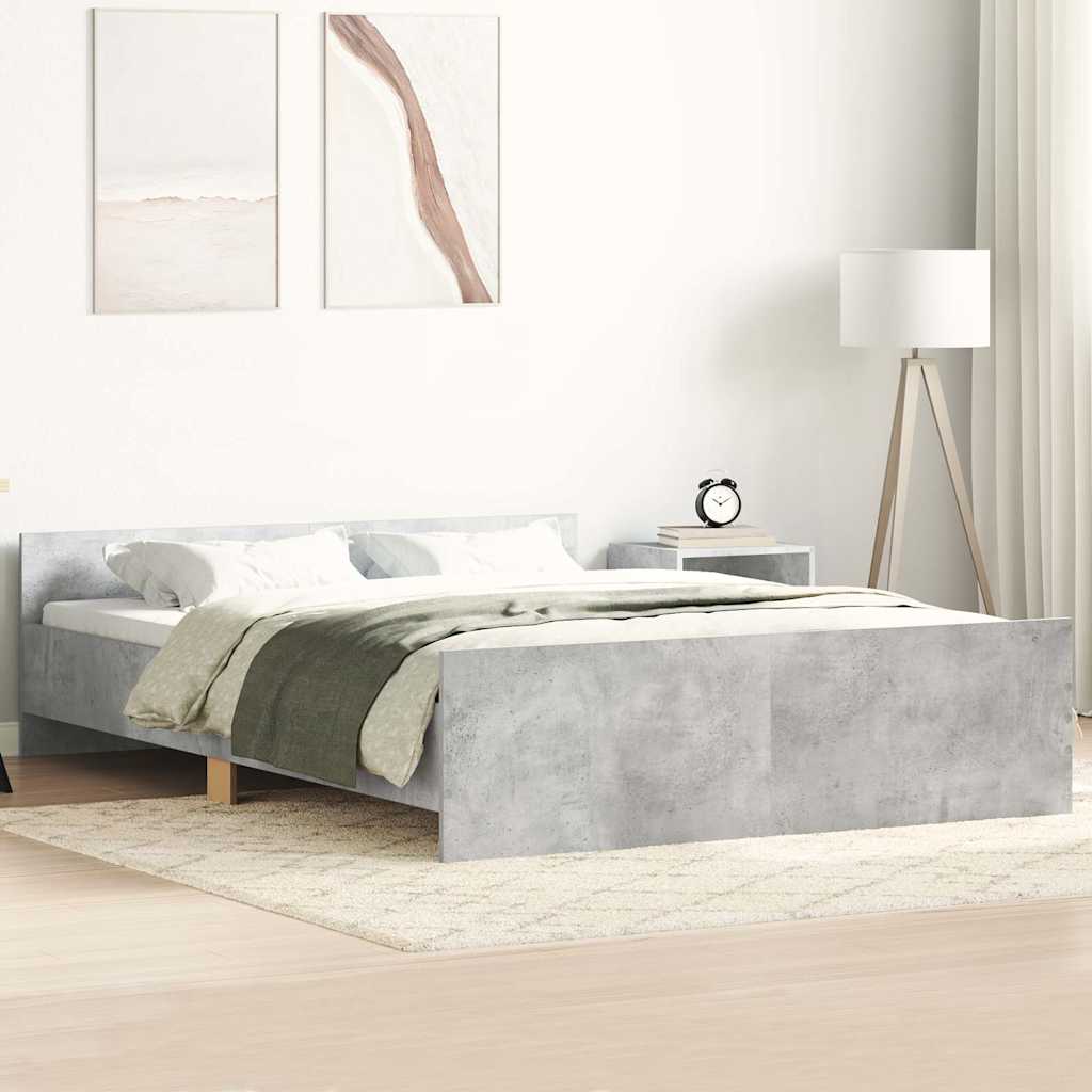 Bed Frame without Mattress Concrete Grey 135x190 cm Double