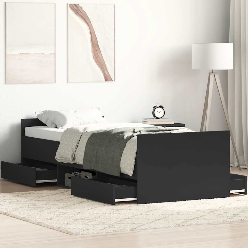 Bed Frame without Mattress Black 100x200 cm
