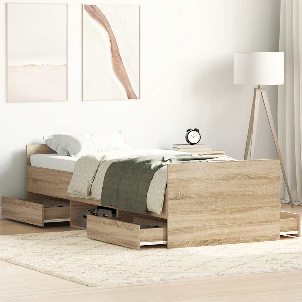 Bed Frame | Sonoma oak | Engineered wood | Single | Bed Frame