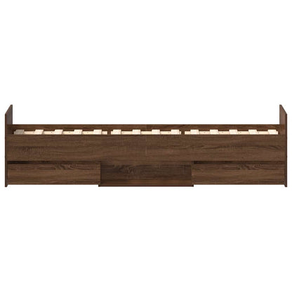 Bed Frame | Brown Oak | Engineered wood, Solid Pinewood, Plywood | Single