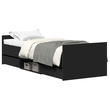 Bed Frame | Black | Engineered wood, solid pinewood, plywood | Single