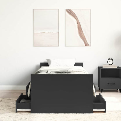 Bed Frame | Black | Engineered wood, solid pinewood, plywood | Single