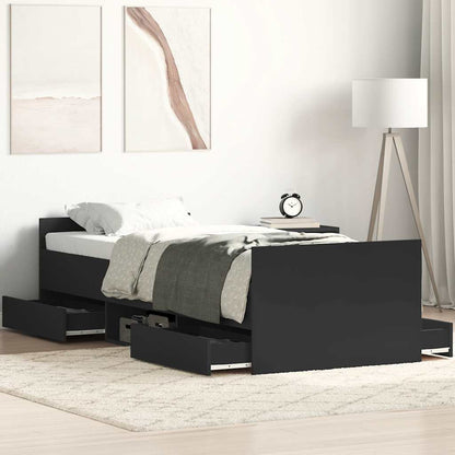Bed Frame | Black | Engineered wood, solid pinewood, plywood | Single