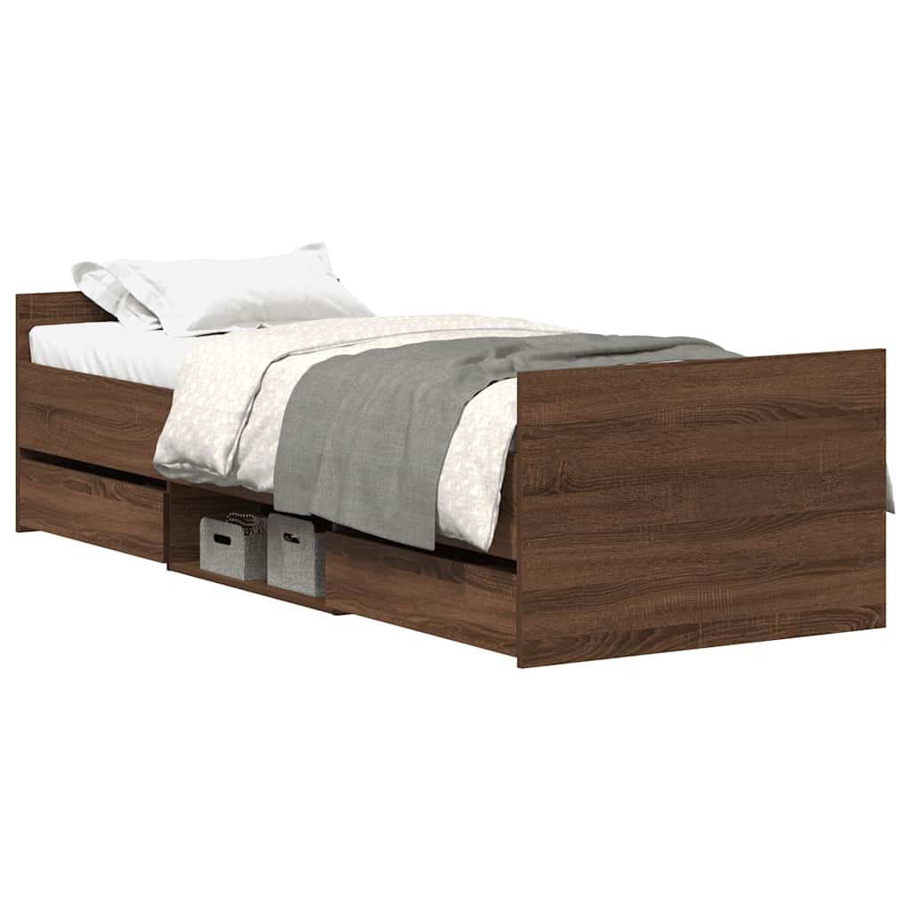 Bed Frame without Mattress Brown Oak 90x200 cm