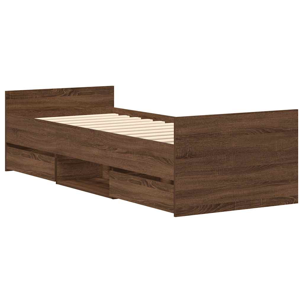 Bed Frame without Mattress Brown Oak 90x200 cm