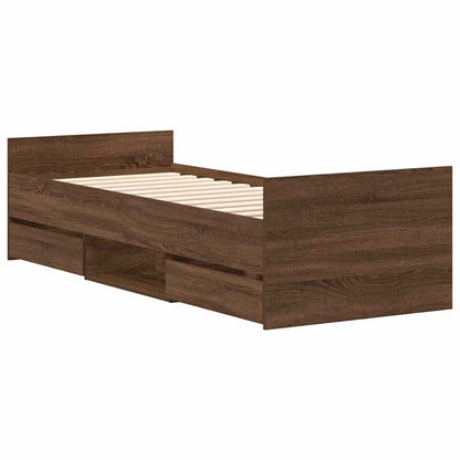 Bed Frame without Mattress Brown Oak 90x200 cm