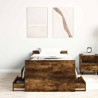 Bed Frame without Mattress Smoked Oak 90x190 cm Single