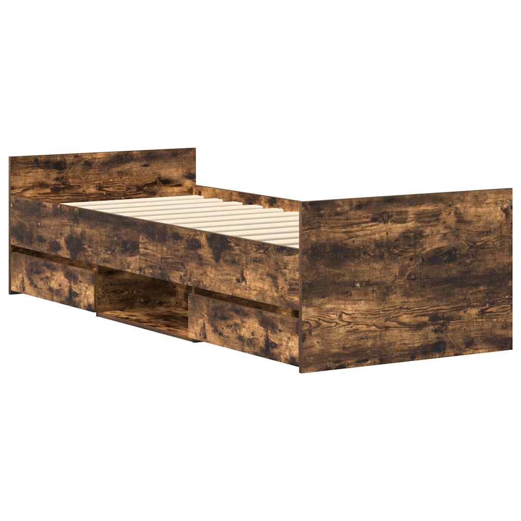 Bed Frame without Mattress Smoked Oak 90x190 cm Single