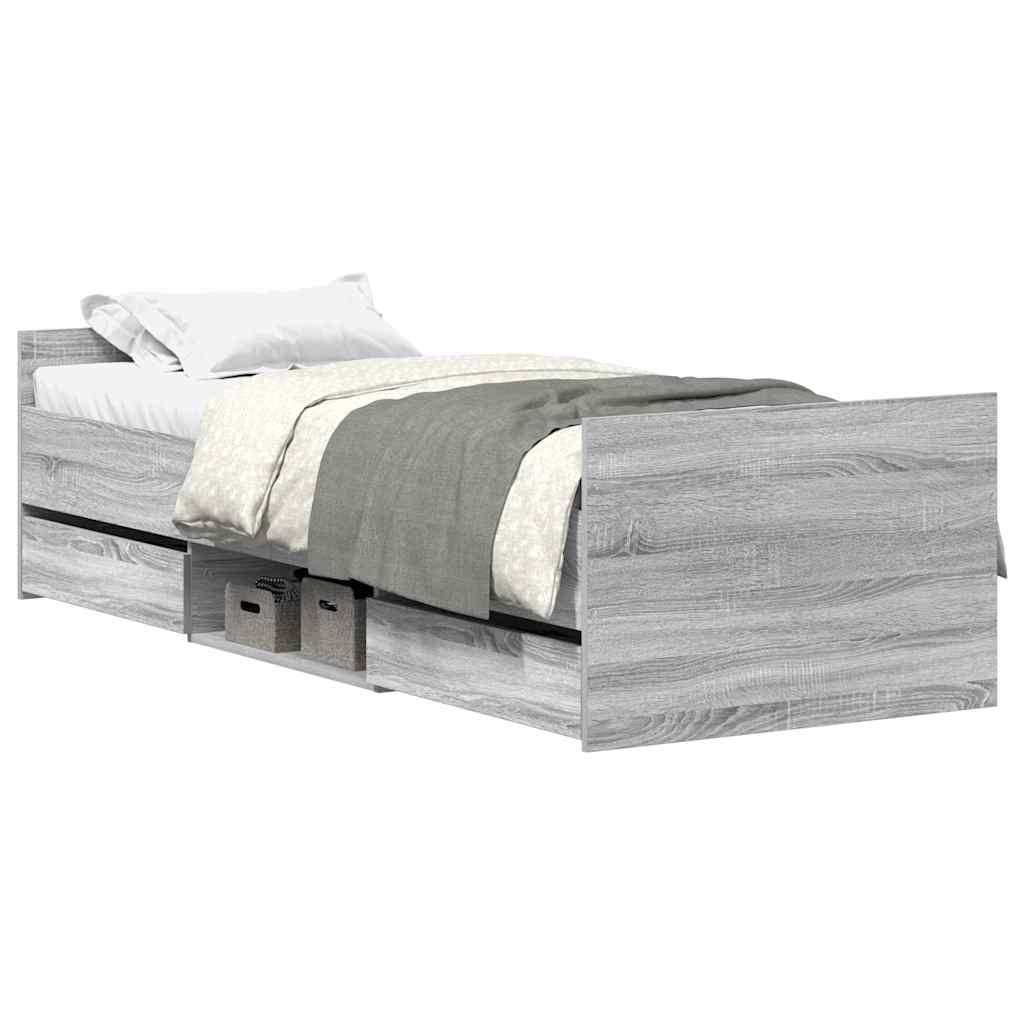 Bed Frame without Mattress Grey Sonoma 90x190 cm Single