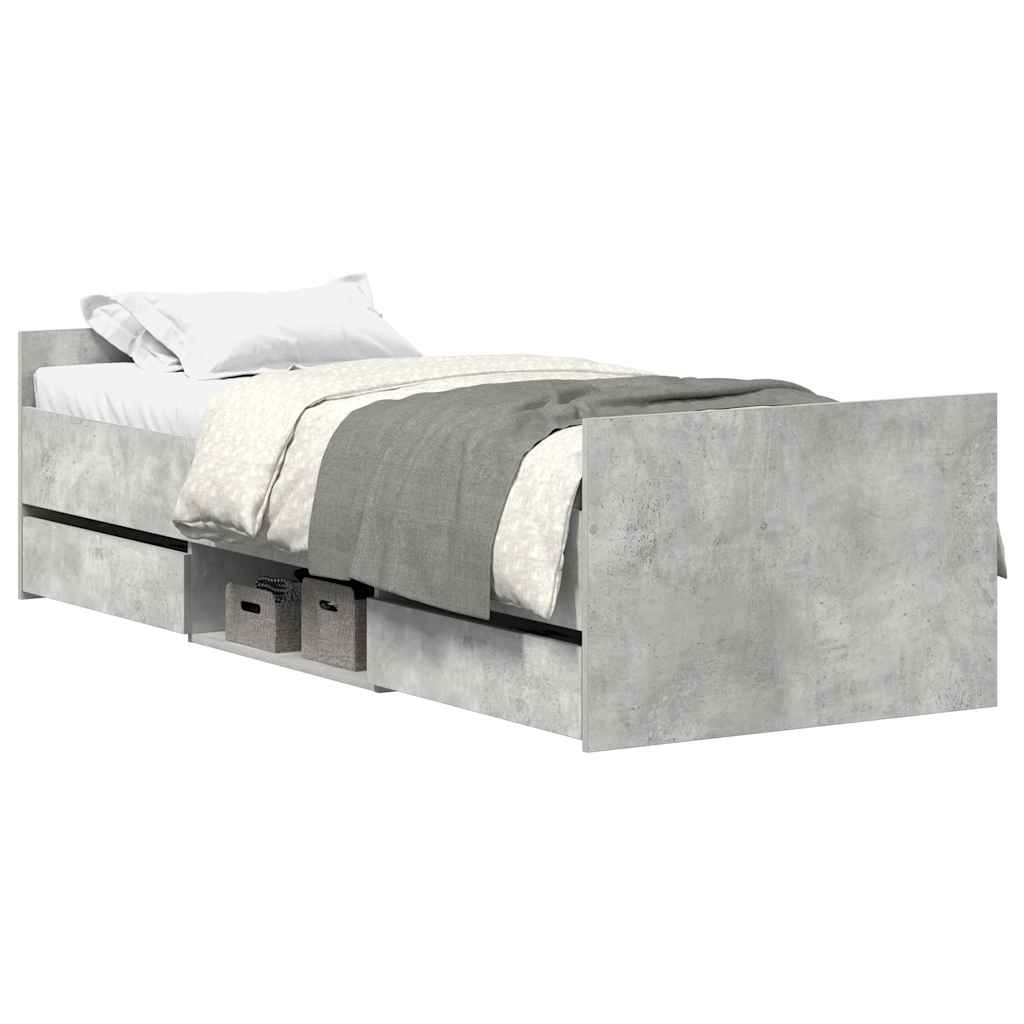 Bed Frame without Mattress Concrete Grey 75x190 cm Small Single
