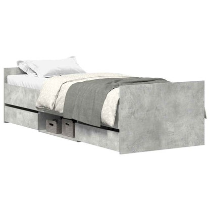 Bed Frame without Mattress Concrete Grey 75x190 cm Small Single