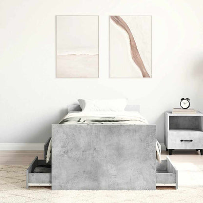 Bed Frame without Mattress Concrete Grey 75x190 cm Small Single