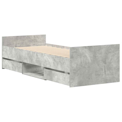 Bed Frame without Mattress Concrete Grey 75x190 cm Small Single