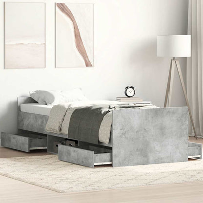 Bed Frame without Mattress Concrete Grey 75x190 cm Small Single