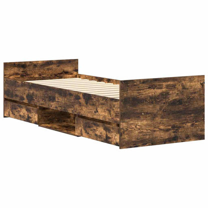 Bed Frame without Mattress Smoked Oak 75x190 cm Small Single