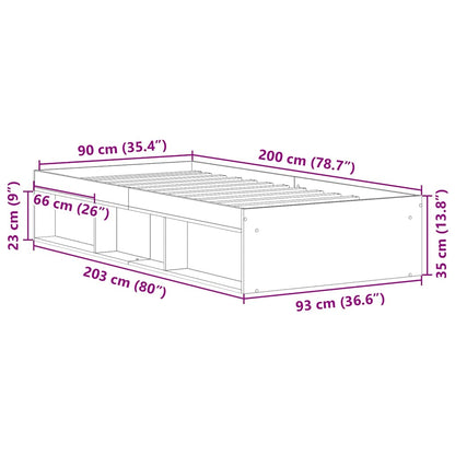 Bed Frame without Mattress Brown Oak 90x200 cm