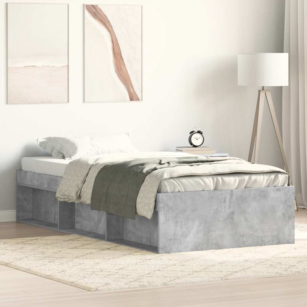 Bed Frame without Mattress Concrete Grey 90x190 cm Single