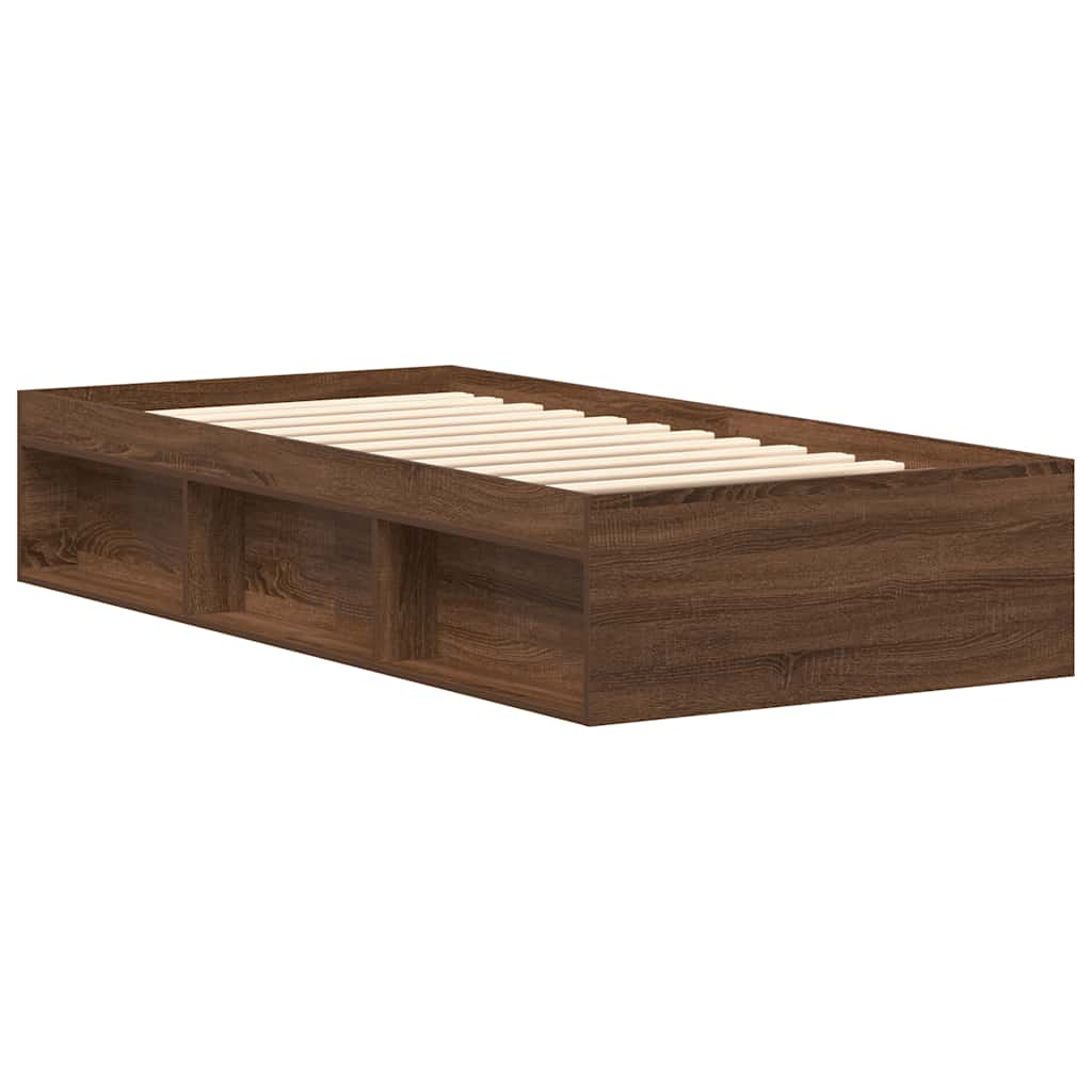 Bed Frame without Mattress Brown Oak 90x190 cm Single